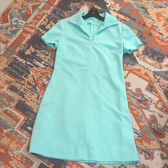 1960s Aqua Mod Dress, retro, - Picture 2 of 5